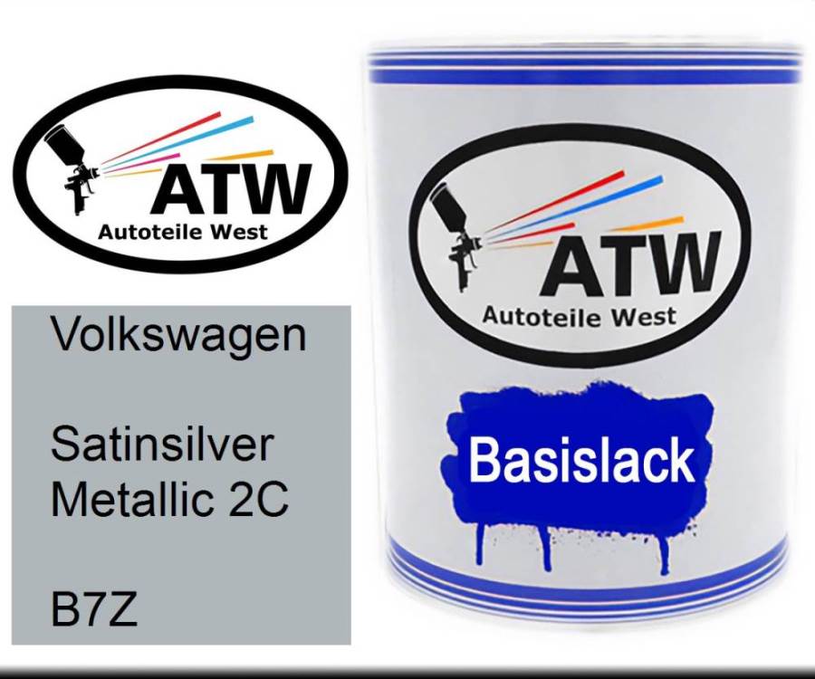 Volkswagen, Satinsilver Metallic 2C, B7Z: 1L Lackdose, von ATW Autoteile West.